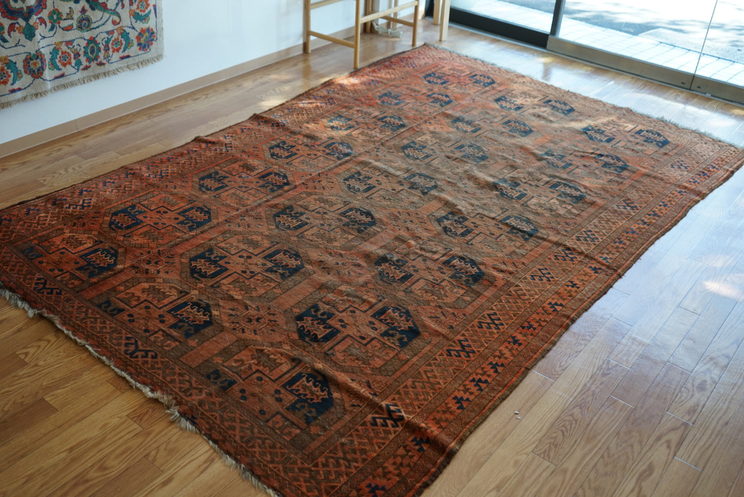 店頭販売 Afghanistan Old Turkmen Slaiman Brick Red 1900年代 301 × 202 cm  No.AF2540 / 国内送料無料・羊毛手織り絨毯