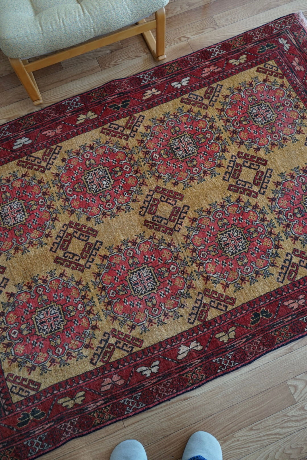 Afghanistan Old Turkmen Yellow Mustard 1950年代 188 × 123 cm No.AF2520