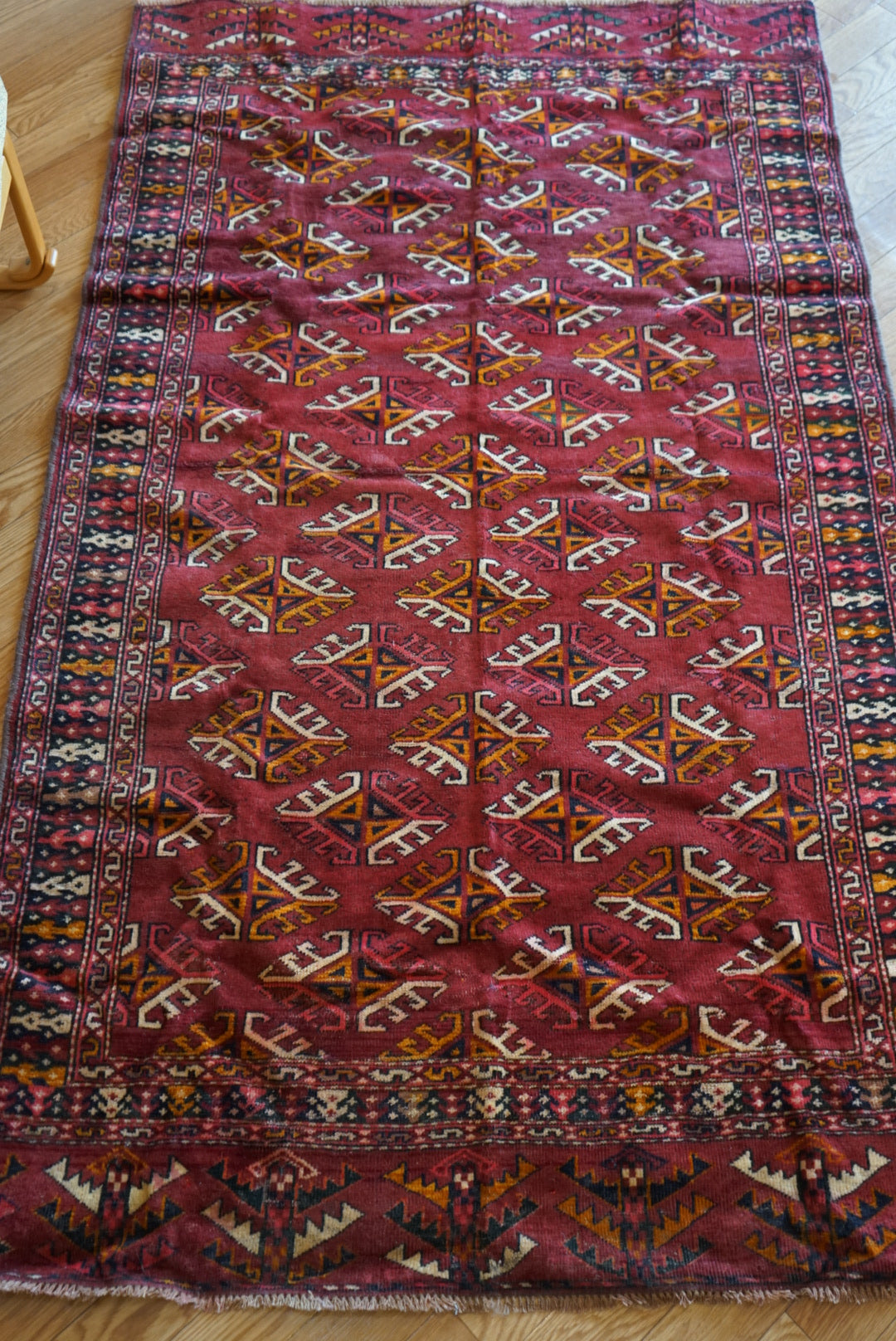 Afghanistan Old Turkmen Yamut Wine Red 1960年代 195 × 112 cm  No.AF2539 / 国内送料無料・羊毛手織り絨毯