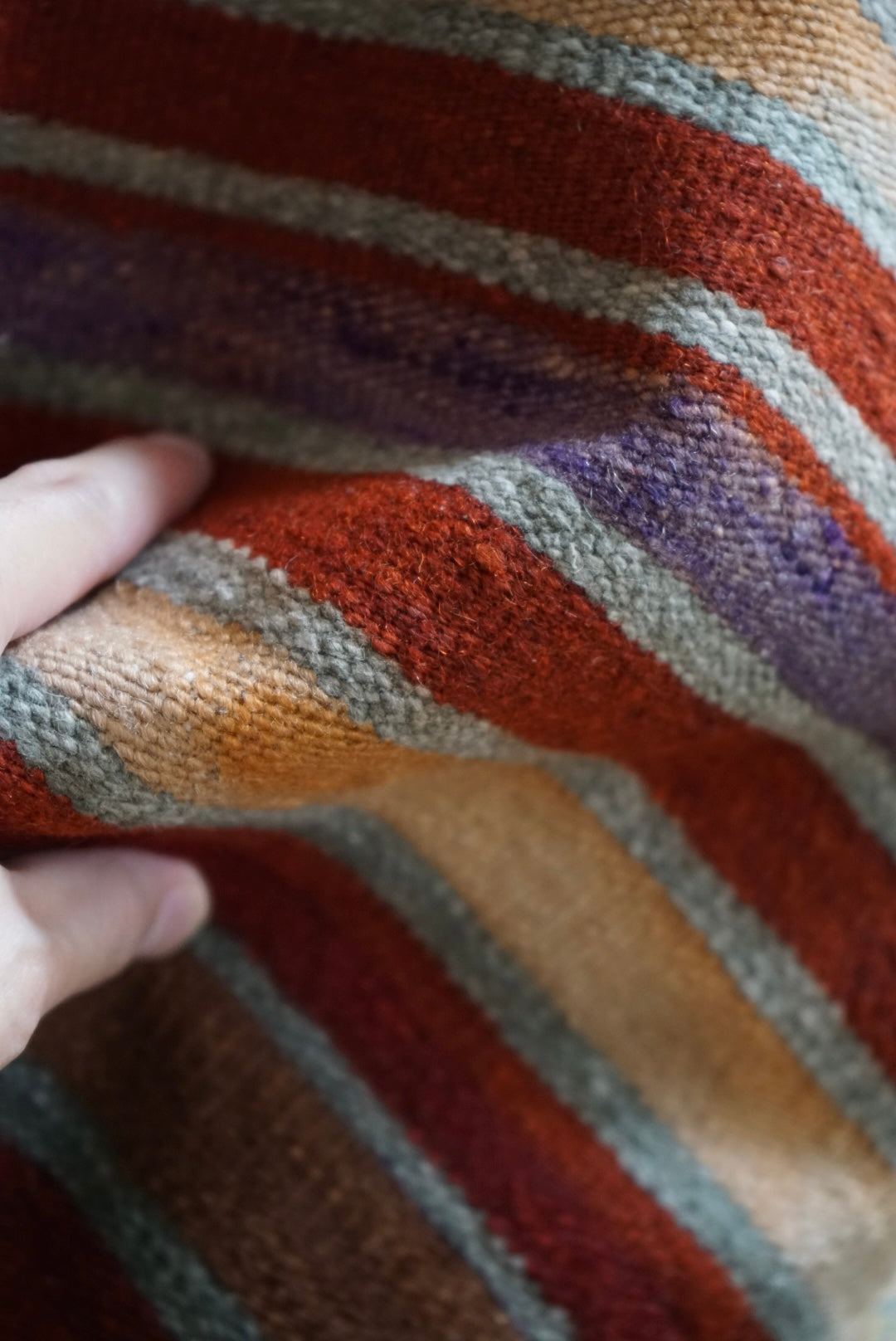 Türkiye Old Kilim Cushion Cover Mix Color Stripe Design 45 × 45 cm No.TR25535 / 送料無料・羊毛手織りキリム