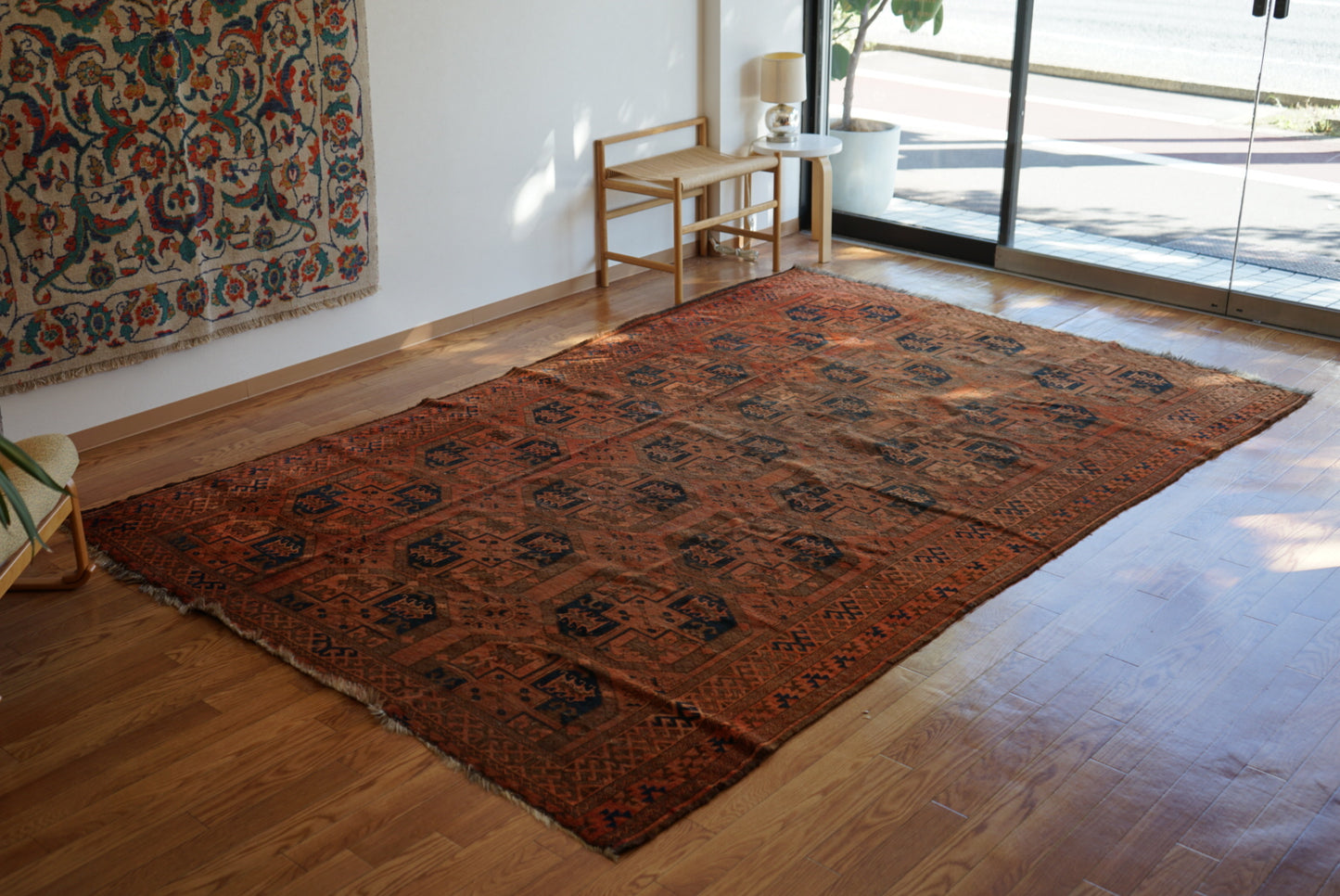 店頭販売 Afghanistan Old Turkmen Slaiman Brick Red 1900年代 301 × 202 cm  No.AF2540 / 国内送料無料・羊毛手織り絨毯