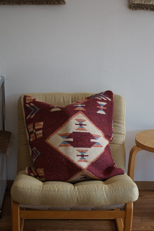 Türkiye Old Kilim Cushion Cover Wine Red , Tribal Design 59 × 58 cm No.TR25450