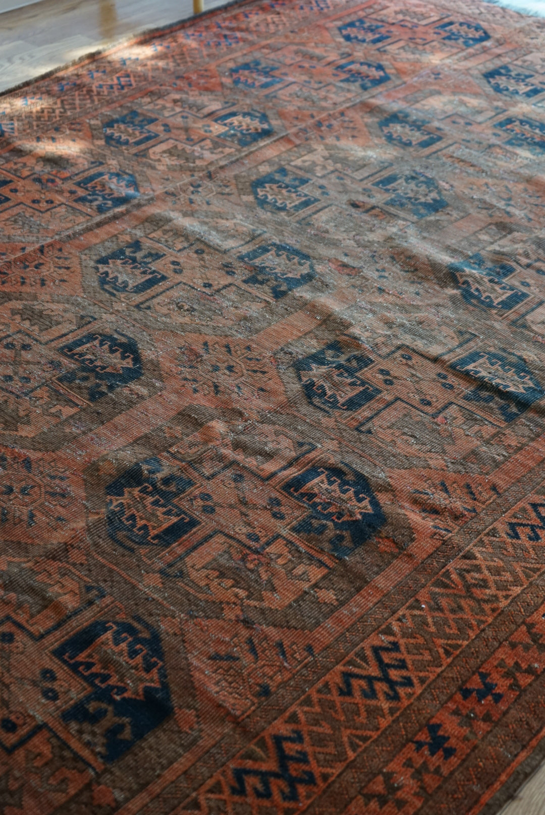 店頭販売 Afghanistan Old Turkmen Slaiman Brick Red 1900年代 301 × 202 cm  No.AF2540 / 国内送料無料・羊毛手織り絨毯