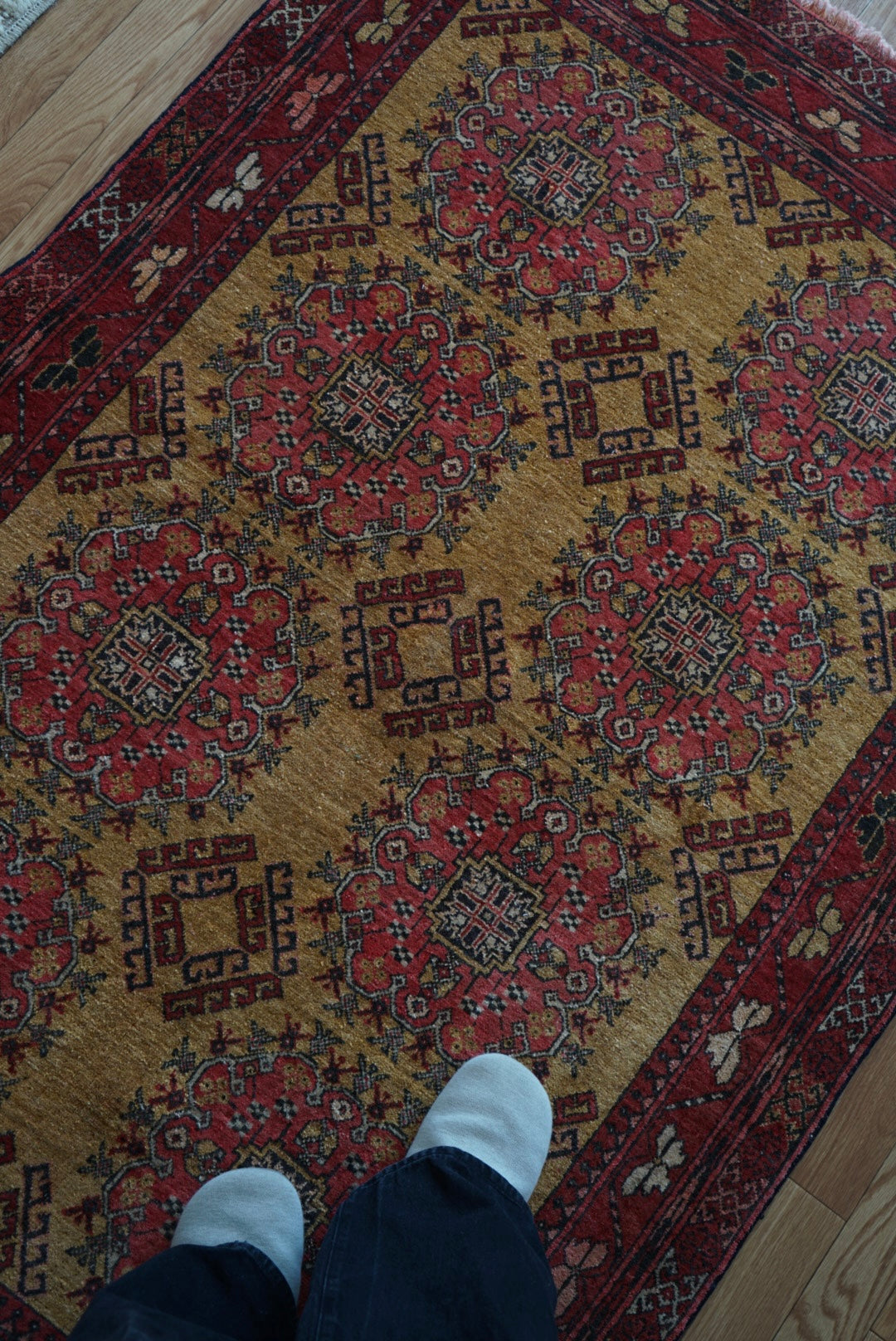 Afghanistan Old Turkmen Yellow Mustard 1950年代 188 × 123 cm No.AF2520