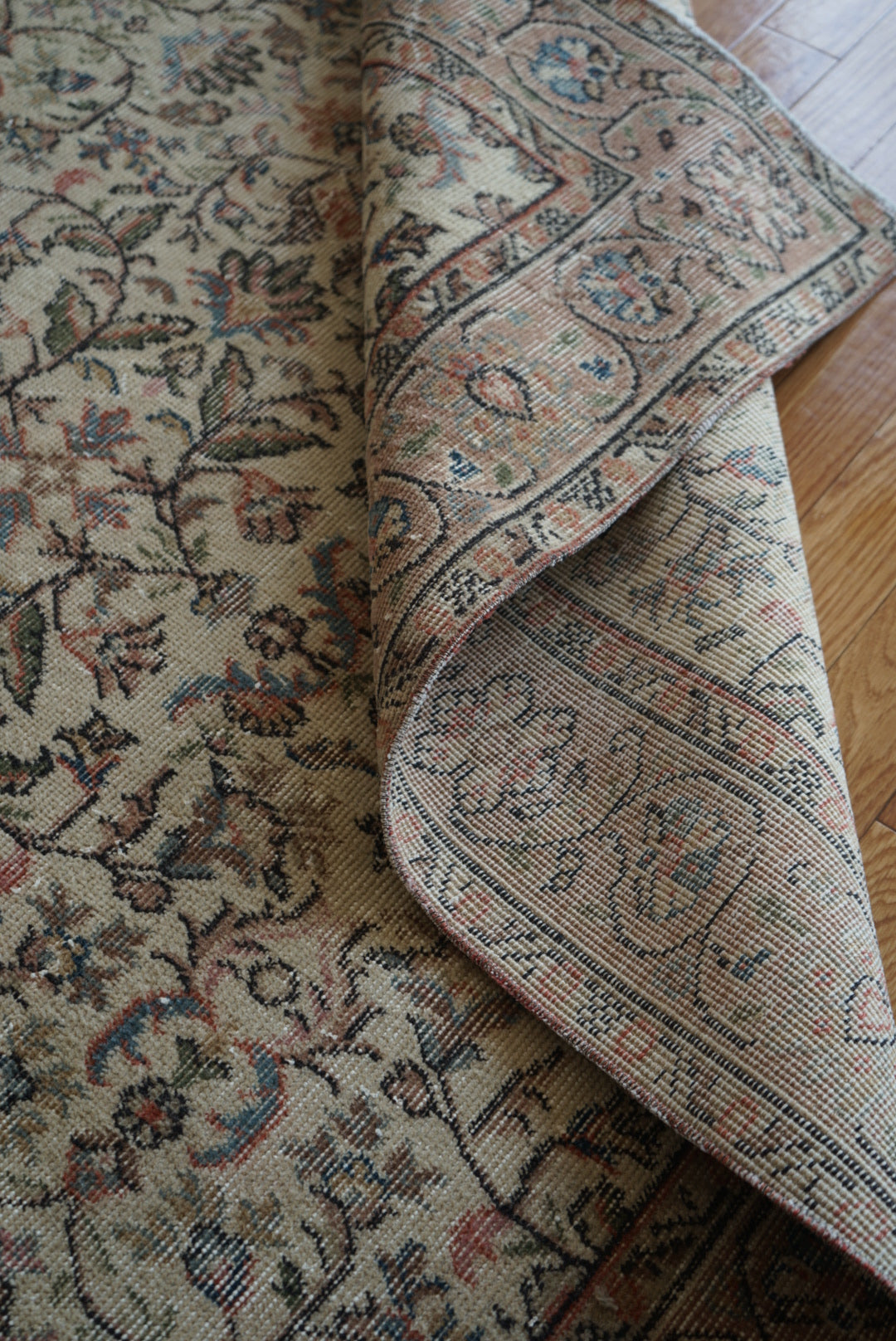 Türkiye Old Isparta Pink Beige Floral 1960年代 273 × 160 cm No.TR25381