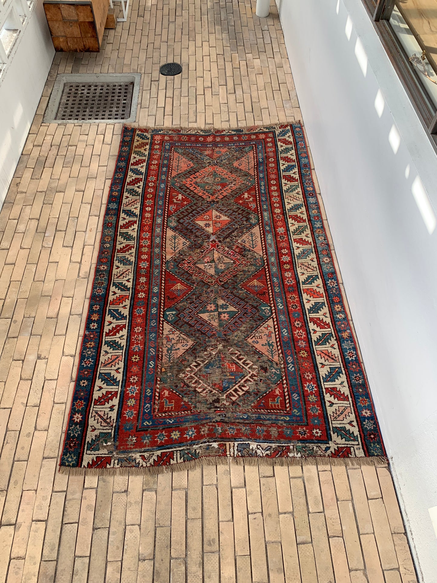 店頭販売 IRAN ANTIQUES CAUCASUS KAZAK RUNNER 1820年代 208 × 115 cm